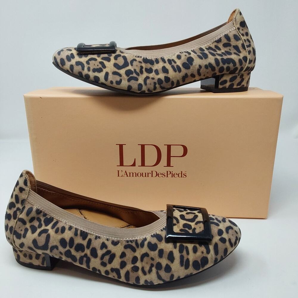 L’Amour Des Pieds Florella Leopard Flats Women’s Size 8M Leather Animal Print